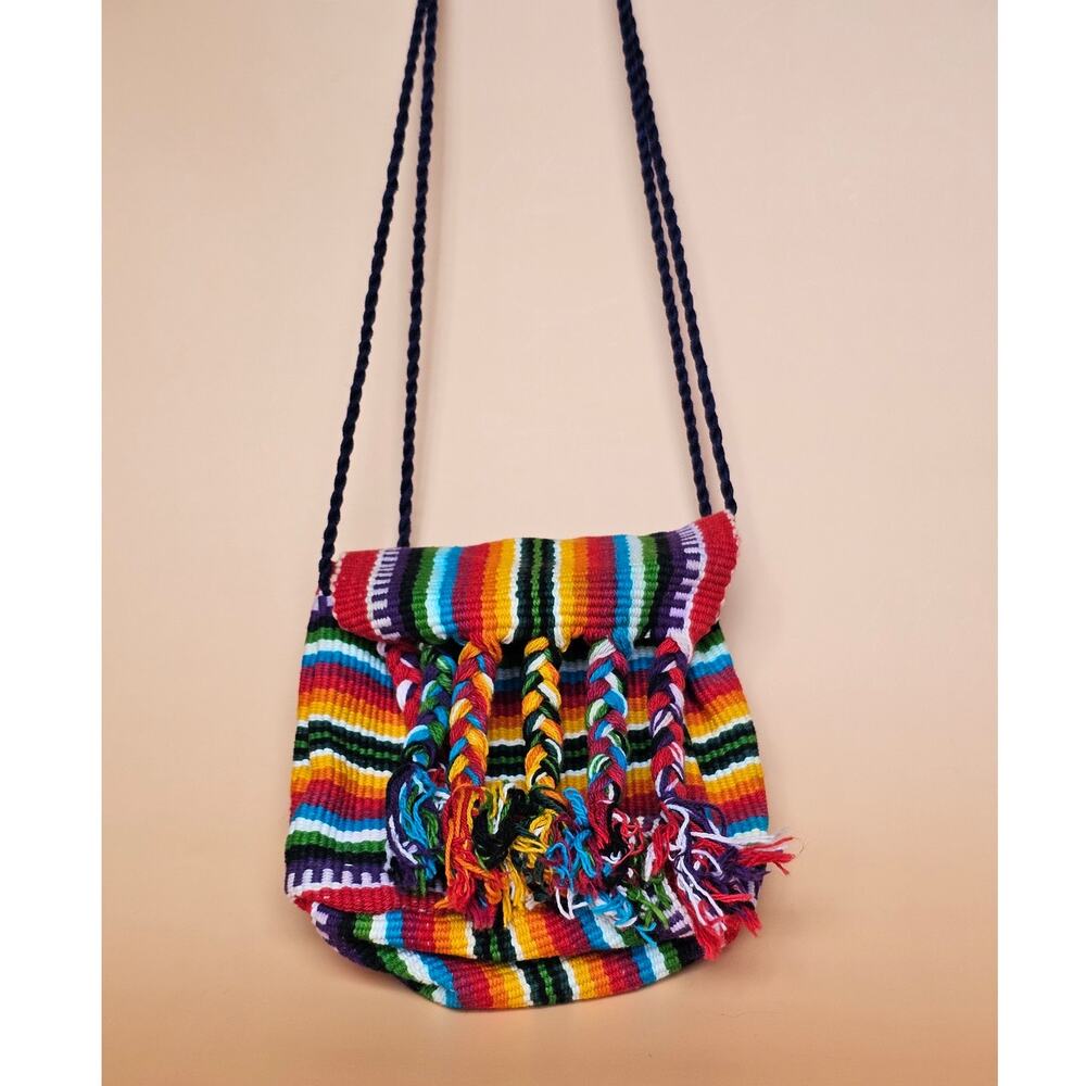 Vintage Mexican Style Woven Serape Stripe Mini Crossbody Purse